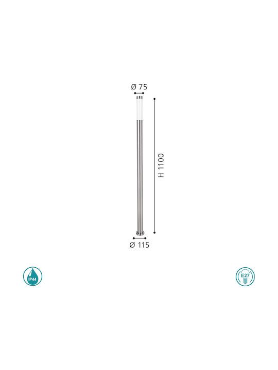 Eglo Helsinki Outdoor Floor Lamp Post 15W IP44 for E27 Socket Silver