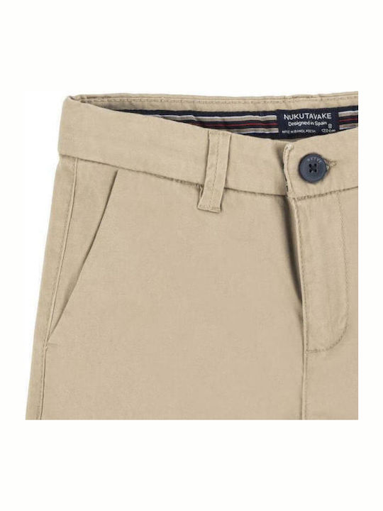 Kids' Chino Fabric Pants Beige Fit