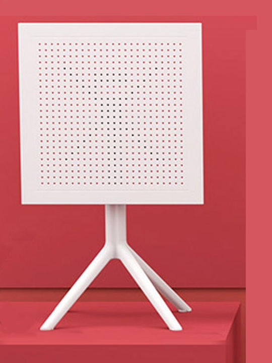 Sky Outdoor Dinner Free Standing Polypropylene Table White 70x70x74cm