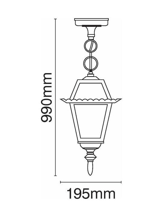 VK Lighting Κρεμαστό Φωτιστικό Οροφής Εξωτερικού Χώρου E27 σε Μαύρο Χρώμα 75169-169997 VK Lighting Κρεμαστό Φωτιστικό Οροφής Εξωτερικού Χώρου E27 σε Μαύρο Χρώμα 75169-169997
