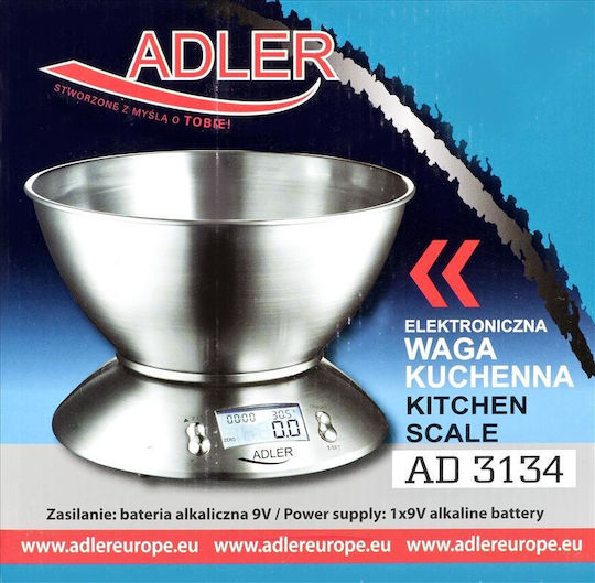 Adler AD-3134 Digital Kitchen Scale with Bucket up to 5kg Inox