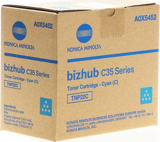 Konica Minolta TNP-22C Original Toner Laser Printer Cyan 6000 Pages (A0X5452)