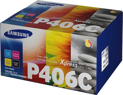 Samsung CLT-P406C Multipack Toner Laser Εκτυπωτή Μαύρο/Κίτρινο/Κυανό/Ματζέντα 4τμχ (SU375A)