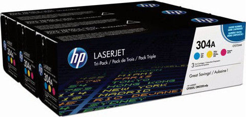 HP 304A Γνήσιο Multipack Toner Laser Εκτυπωτή Κυανό/Κίτρινο/Ματζέντα 3τμχ (CF372AM)