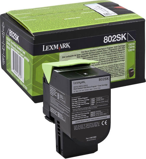 Lexmark 802HK Γνήσιο Toner Laser Εκτυπωτή Μαύρο High Yield Return Program Extra High Yield 4000 Σελίδων 80C2HK0