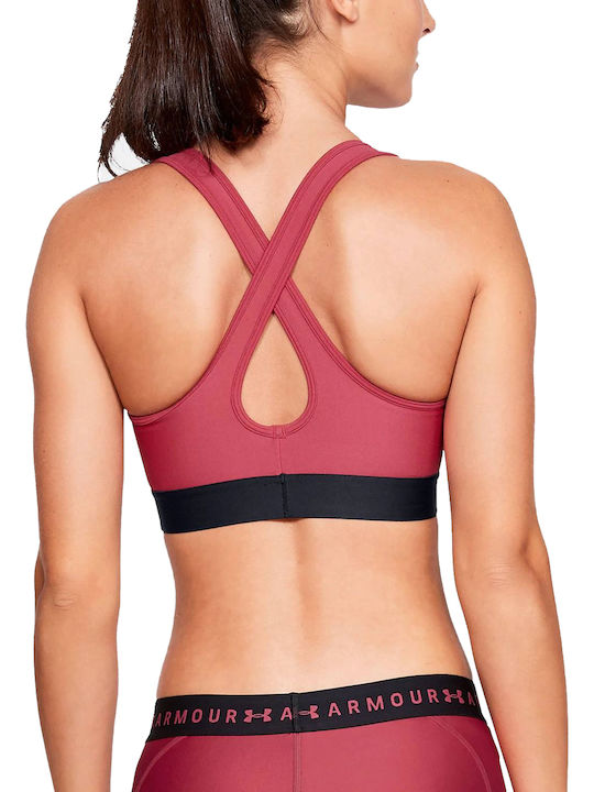 Under Armour Basic Mid Crossback Bra Femei Atletic Sutien sport Roz