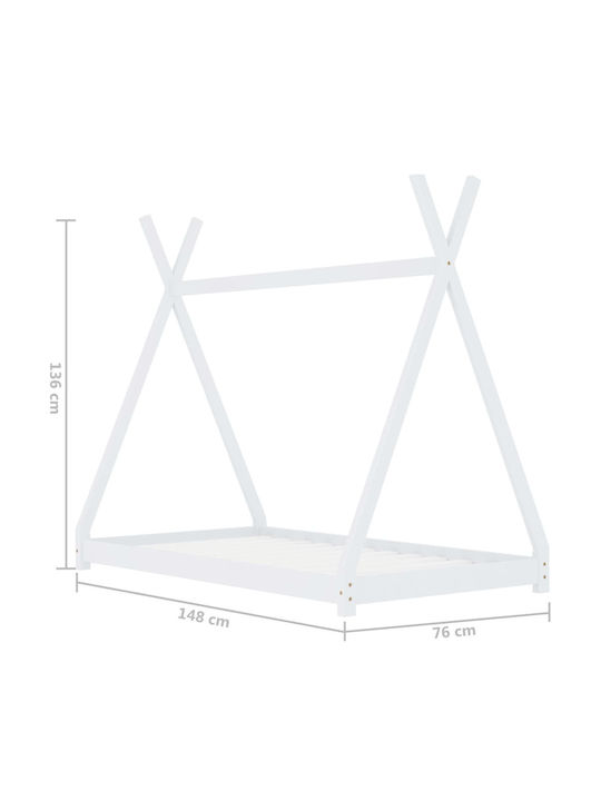 Детско Легло Montessori Единично Бял за Матрак 70x140см