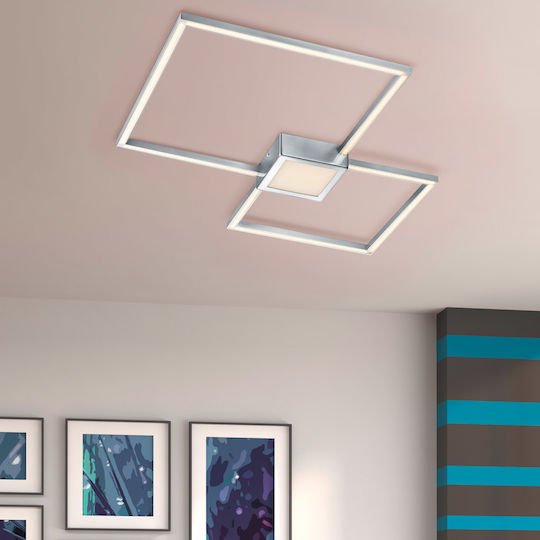 Trio Lighting Hydra Πλαφονιέρα Οροφής 65εκ. Ασημί με Ενσωματωμένο LED