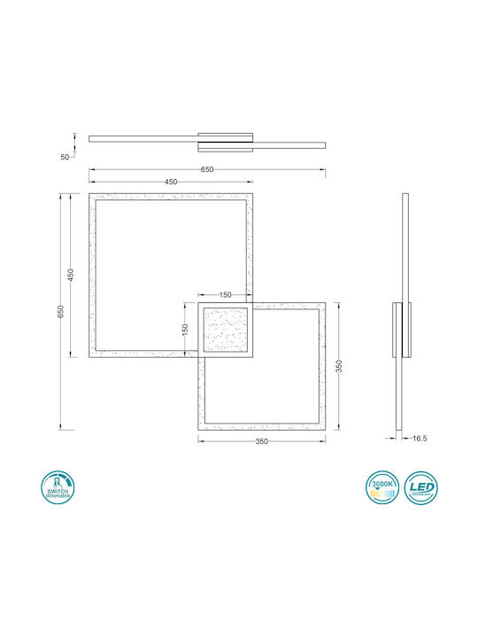Trio Lighting Hydra Ceiling Mount Light 65cm Silver with Integrated LED