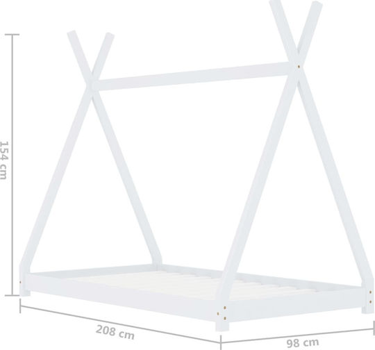 Kids Bed Montessori Single White for Mattress 90x200cm