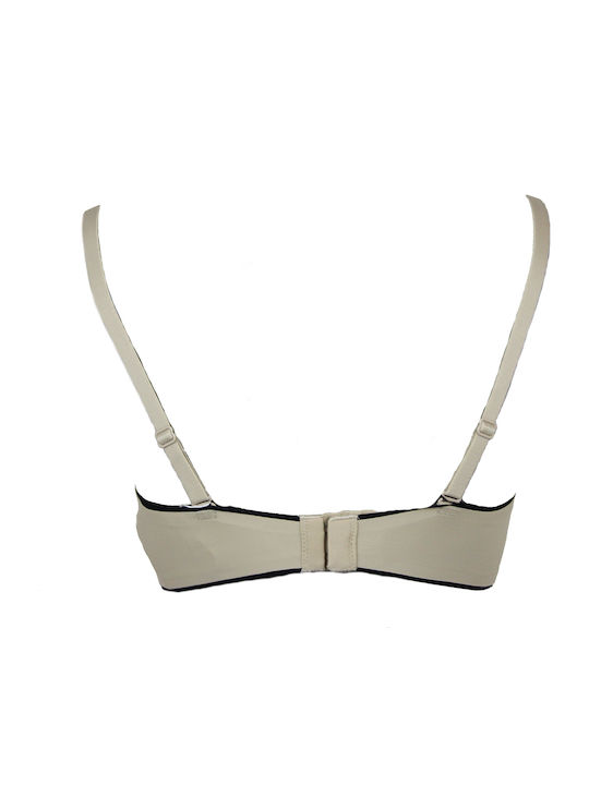 Miracle One Beige/Black Σουτιέν Push Up χωρίς Μπανέλες