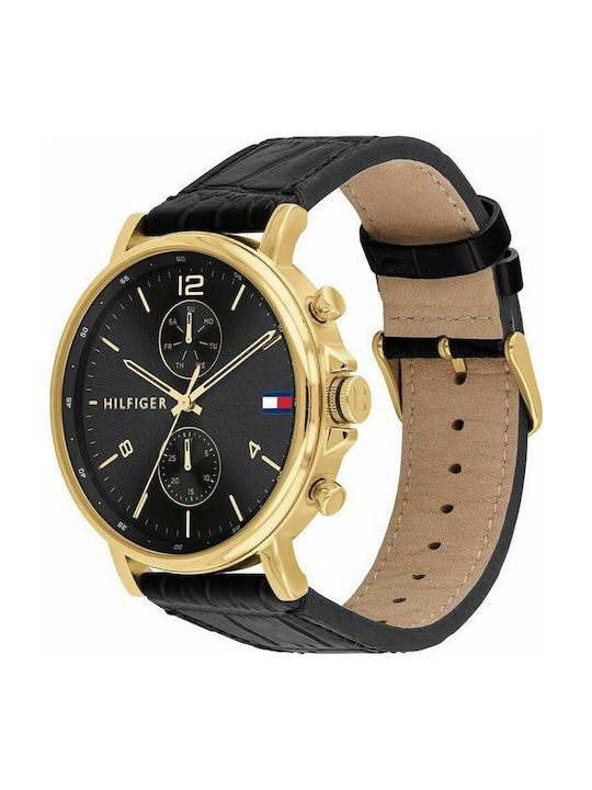 Tommy Hilfiger Daniel Watch Battery with Black Leather Strap