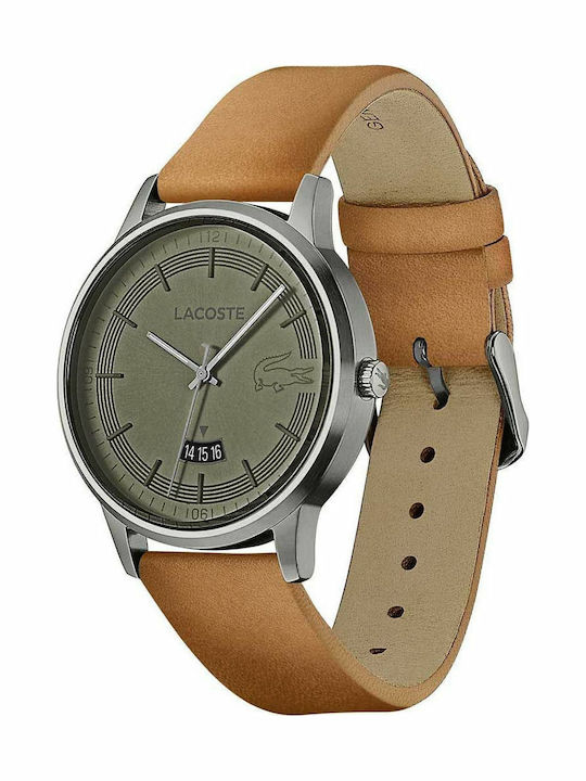Lacoste Madrid Ανδρικό Ρολόι 41mm Μπαταρίας με Καφέ Δερμάτινο Λουράκι