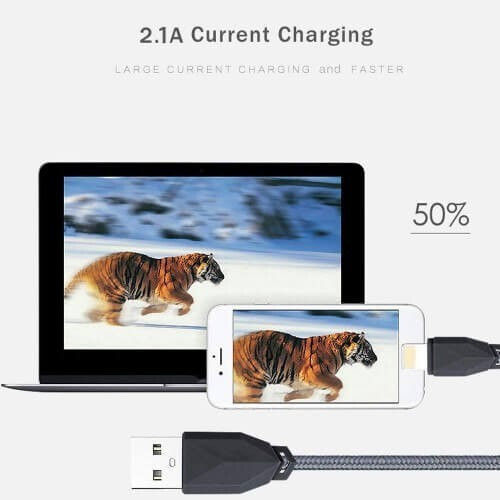 Awei CL-981 Braided USB-A to Lightning Cable Black 1m