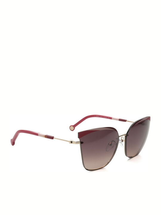 Carolina Herrera Women's Sunglasses with Multicolour Metal Frame and Brown Gradient Lens SHE147 0H33