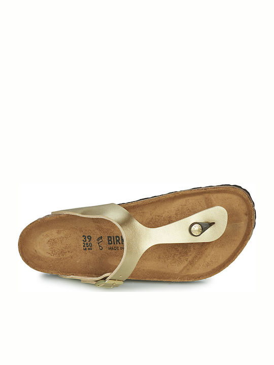 Gizeh Birko-Flor Women's Flat Sandals Anatomic in Gold Color Regular Fit