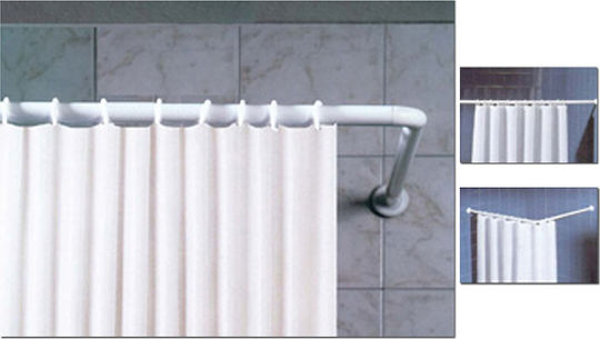 Grekon 1270 Corner Shower Curtain Rod Wall Mounted Aluminium White 80x170cm