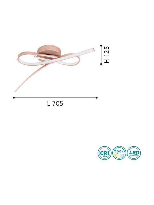 Eglo Palozza Πλαφονιέρα Οροφής 70.5εκ. Ροζ Χρυσό με Ενσωματωμένο LED
