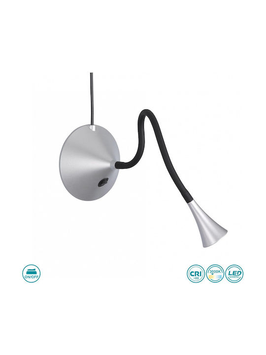 Trio Lighting Viper LED Office Lamp with Flexible Arm in Silver Color