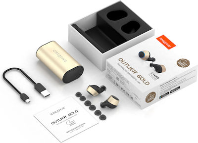 Creative Outlier In-ear Bluetooth Handsfree Ακουστικά με Αντοχή στον Ιδρώτα και Θήκη Φόρτισης Χρυσά