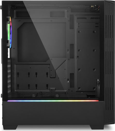 Sharkoon RGB Lit 200 Gaming Midi Tower Κουτί Υπολογιστή με Πλαϊνό Παράθυρο Μαύρο