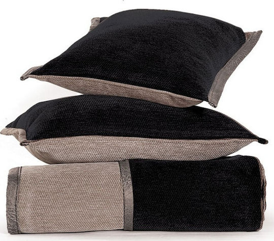 Nef-Nef Homeware New Tanger Ριχτάρι Πολυθρόνας Δύο 'Οψεων Βελουτέ 180x180εκ. Black/Mocca