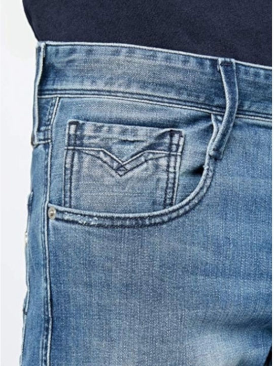Anbass Men's Elastic Jeans Pants With Slim Fit Blue