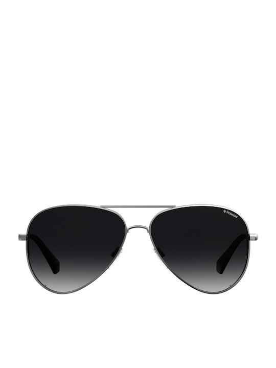 Polaroid Men's Sunglasses with Silver Metallic Frame and Grey Gradient Polarized Lens PLD 6012/N/NEW 6LB/WJ