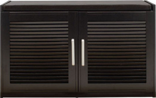 Crispy Wooden Shoe Organizer with 3 Shelves Brown 94x34.5x60cm