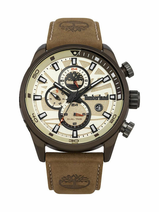 Timberland Henniker II Ανδρικό Ρολόι 46mm Χρονογράφος Μπαταρίας με Καφέ Δερμάτινο Λουράκι