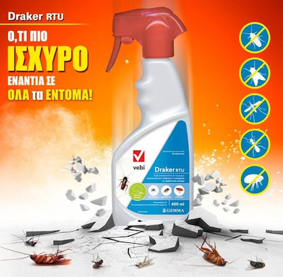 Gemma Draker RTU Εντομοκτόνο Spray για Μύγες / Μυρμήγκια / Ψύλλους / Κατσαρίδες / Κουνούπια 400ml