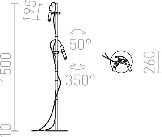 Rendl Light Studio Viper FL Vintage LED Floor Lamp H151xW26cm. with Warm White Light Black