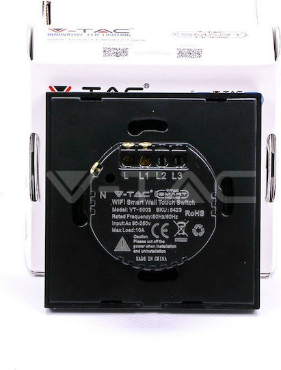 V-TAC Recessed Touch Wall Switch Wi-Fi Lighting One-Way with Frame Black