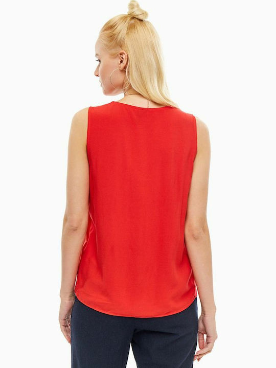 Vero Moda pentru Femei de Vară Bluză Fără mâneci Roșie