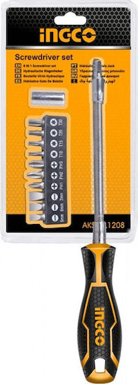 Ingco Screwdriver with 11 Magnetic Interchangeable Tips