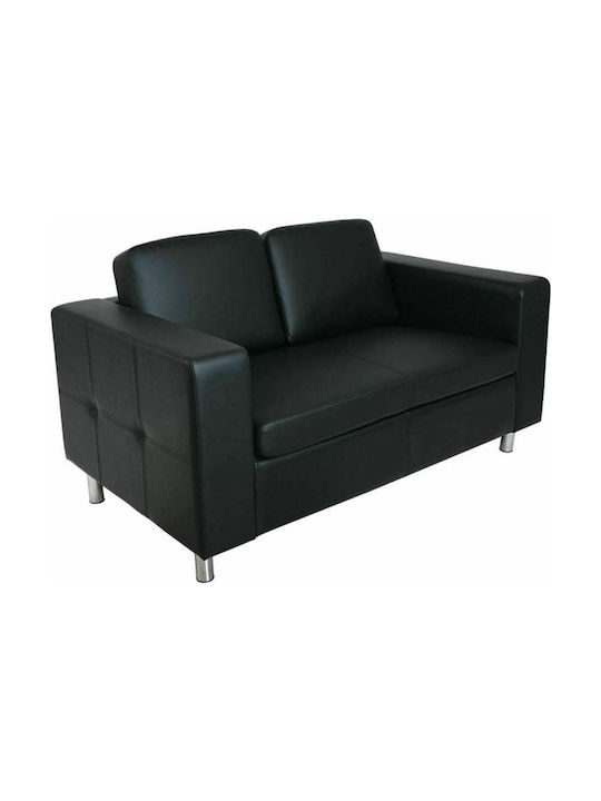 Alamo Διθέσιος Καναπές Δερματίνη Μαύρος 145x85x82εκ.