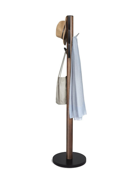 Umbra Wooden Coat Rack Black/ Walnut With 9 Aluminum Hooks Flapper 39.4x39.4x165cm
