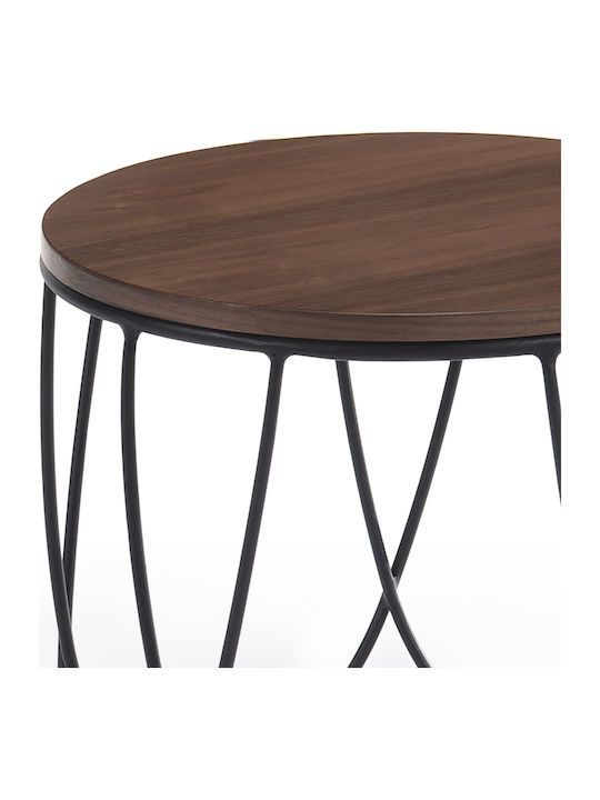 Dagen Round Wooden Side Table Walnut L42xW42xH40cm