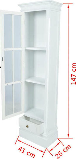 Bodenstehende Wohnzimmer Vitrine aus MDF Weiß Verglast 41x26x147 cm