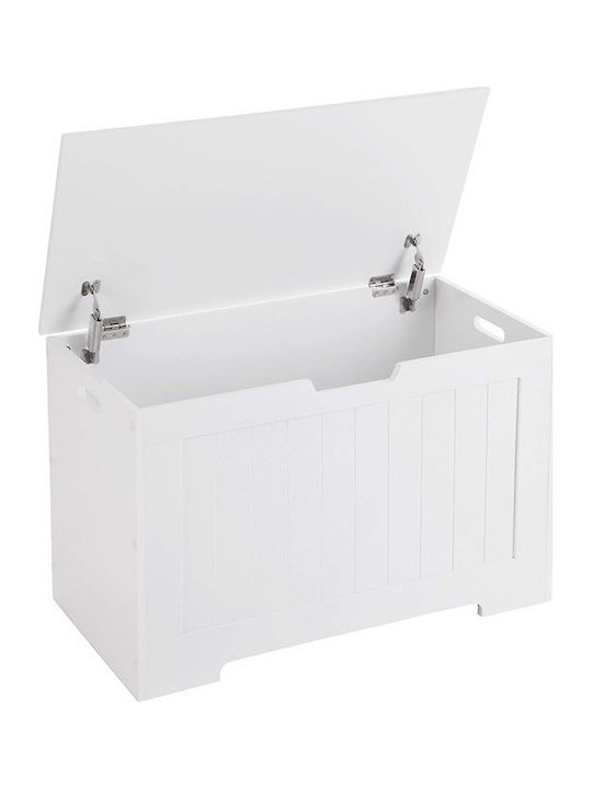 Songmics Διακοσμητικό Μπαούλο Ξύλινο Λευκό 76x40x48εκ.