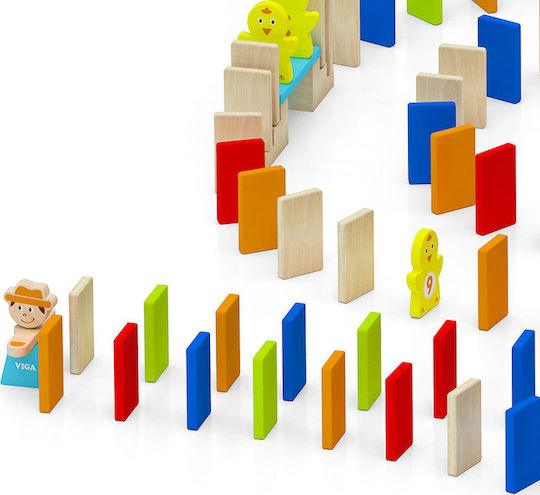 Настолна игра Domino Run Set (116 pcs) за 1 играч 3+ години (EN) Viga Toys