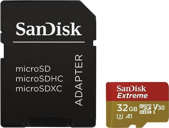 Sandisk Extreme Action microSDHC 32GB U3 V30 A1 UHS-I 100MB/s mit Adapter