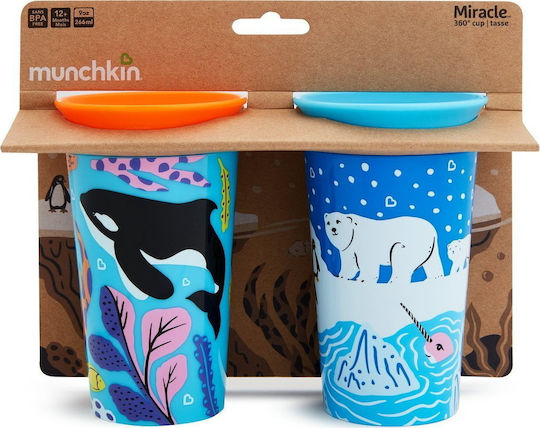 Munchkin Παιδικά Ποτηράκια Miracle 360° Wildlove Sippy Cup από Πλαστικό Πολύχρωμο 2τμχ 266ml για 12m+