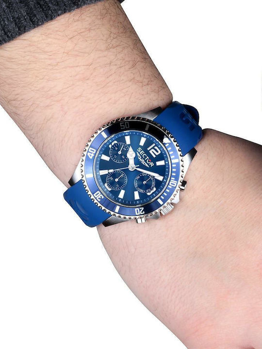 Sector 230 Men's Watch 43mm Chronograph Battery with Blue Rubber Strap