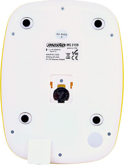 Mesko MS 3159 Ψηφιακή Ζυγαριά Κουζίνας έως 5kg Yellow