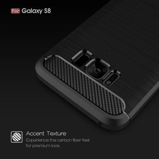 Hurtel Tech Protect Carbon Задна корица Силикон Черен (Galaxy S8)