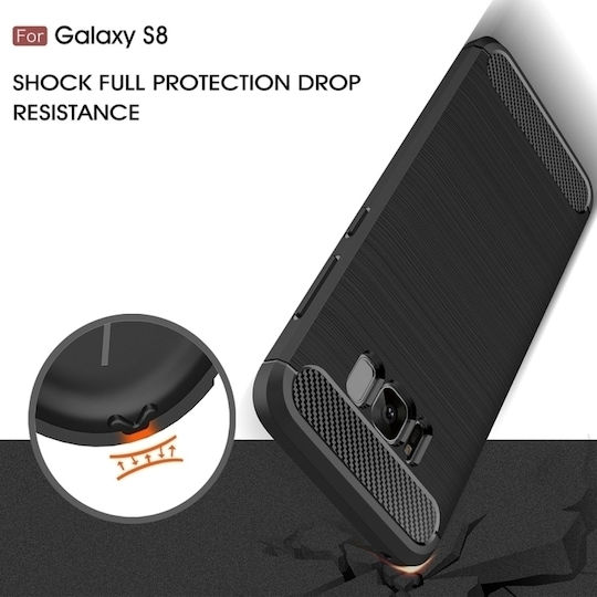 Hurtel Tech Protect Carbon Задна корица Силикон Черен (Galaxy S8)
