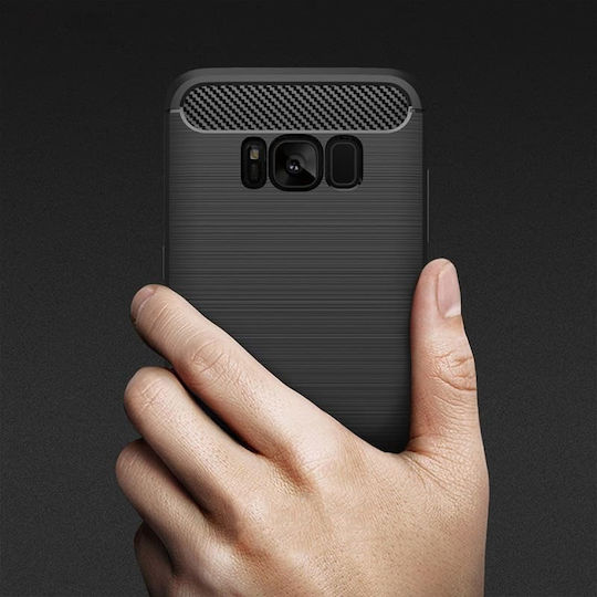 Hurtel Tech Protect Carbon Задна корица Силикон Черен (Galaxy S8)