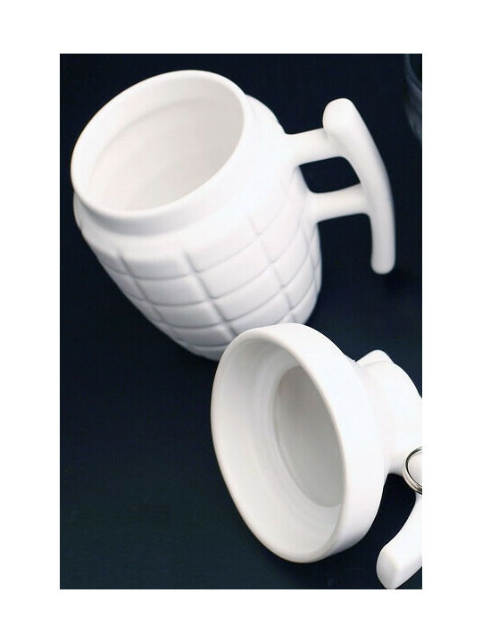 Out of the Blue Grenade Mug Ceramic with Lid White 280ml