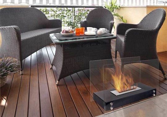 Kratki Hotel Tuv Indoor Desktop Bioethanol Fireplace Black 70x33.4x40cm